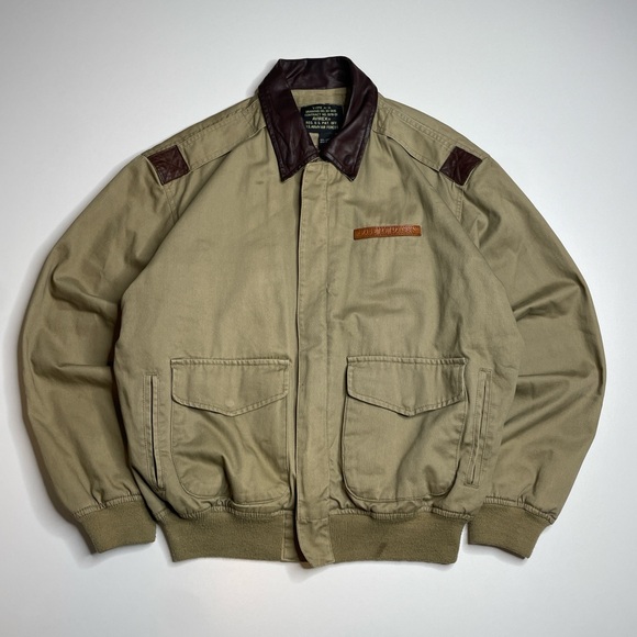 Avirex Jackets & Blazers - Vintage Avirex A-2 Bomber Flight Jacket USAF Certified USA Beige Cotton Canvas M